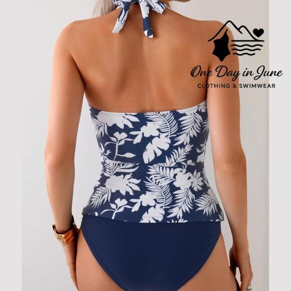 Eomenie Plus Size Halter Tankini Swimsuit Size XXL - Picture 2 of 6